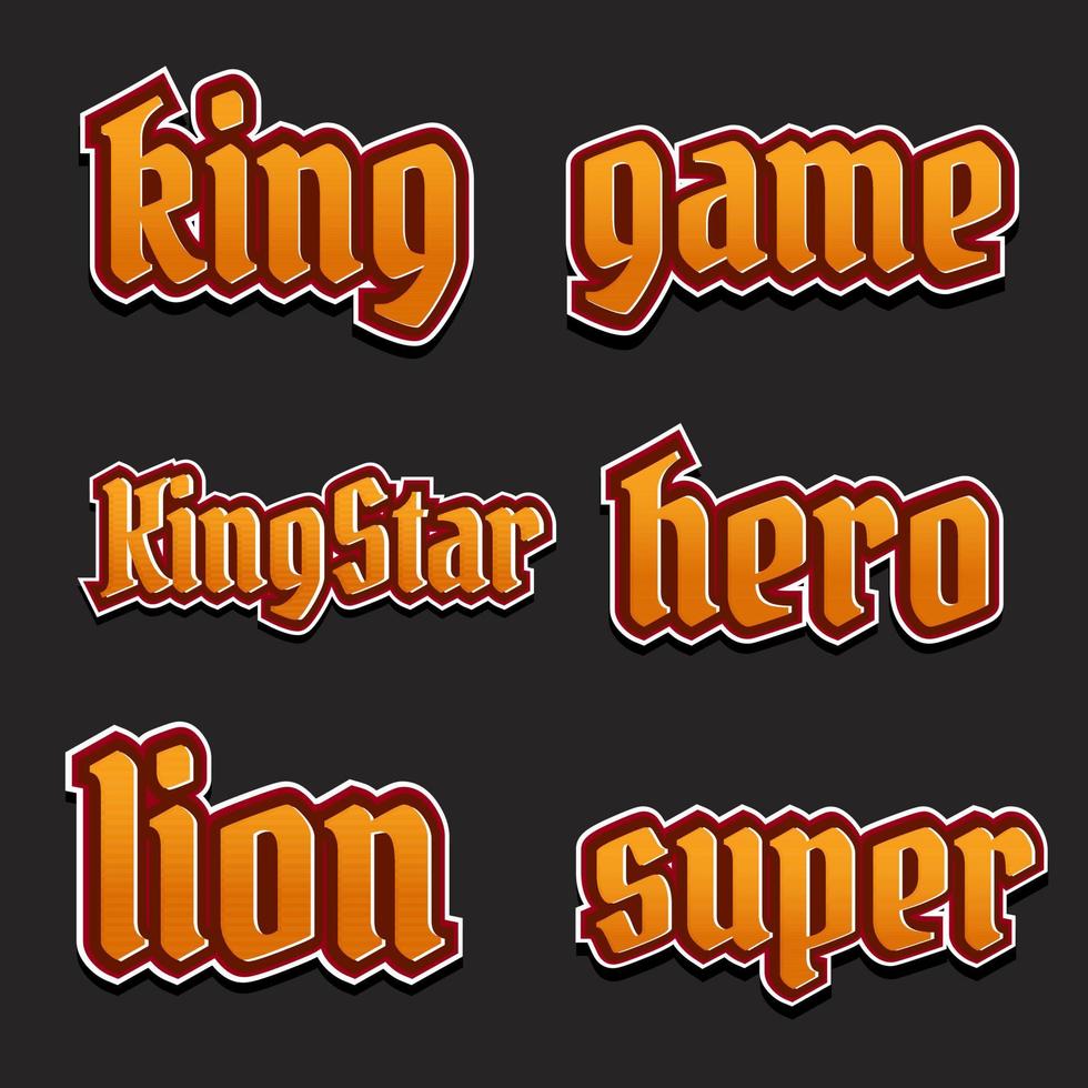 writing set.game, lion, star, king star, hero, super, with soft colors. vector