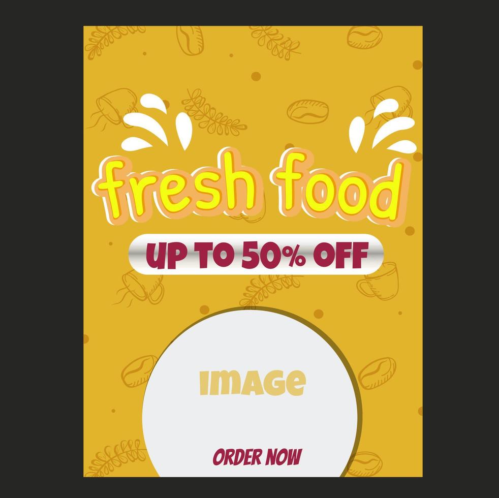 FLYER DESIGN FOR HEALTHY FOOD WITH YELLOW BACKGROUND vector