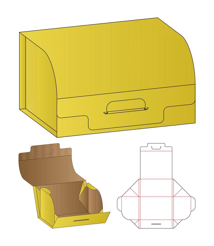 diseño de plantilla troquelada de embalaje de caja. Maqueta 3d vector