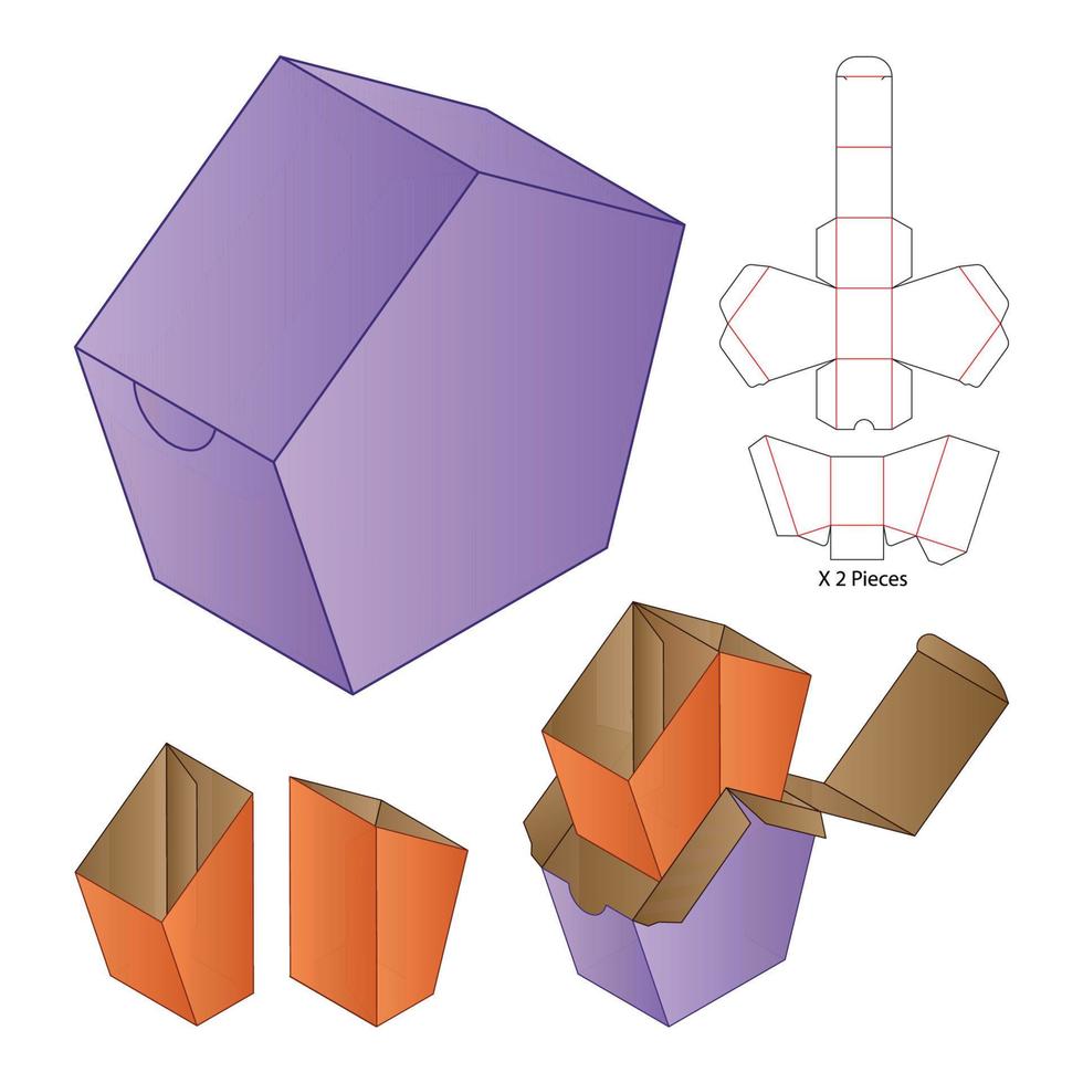 diseño de plantilla troquelada de embalaje de caja. Maqueta 3d vector