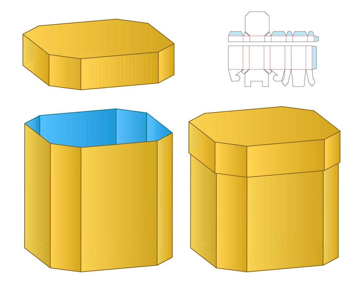 diseño de plantilla troquelada de embalaje de caja. Maqueta 3d vector