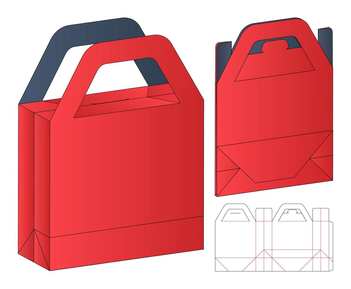 diseño de plantilla troquelada de embalaje de caja. Maqueta 3d vector