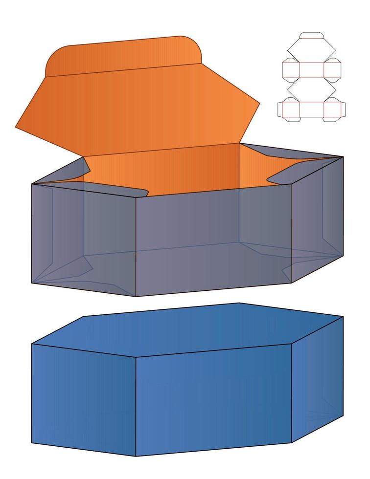 diseño de plantilla troquelada de embalaje de caja. Maqueta 3d vector