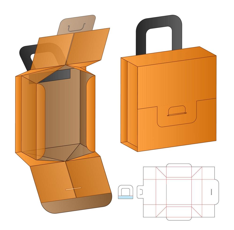 diseño de plantilla troquelada de embalaje de caja. Maqueta 3d vector