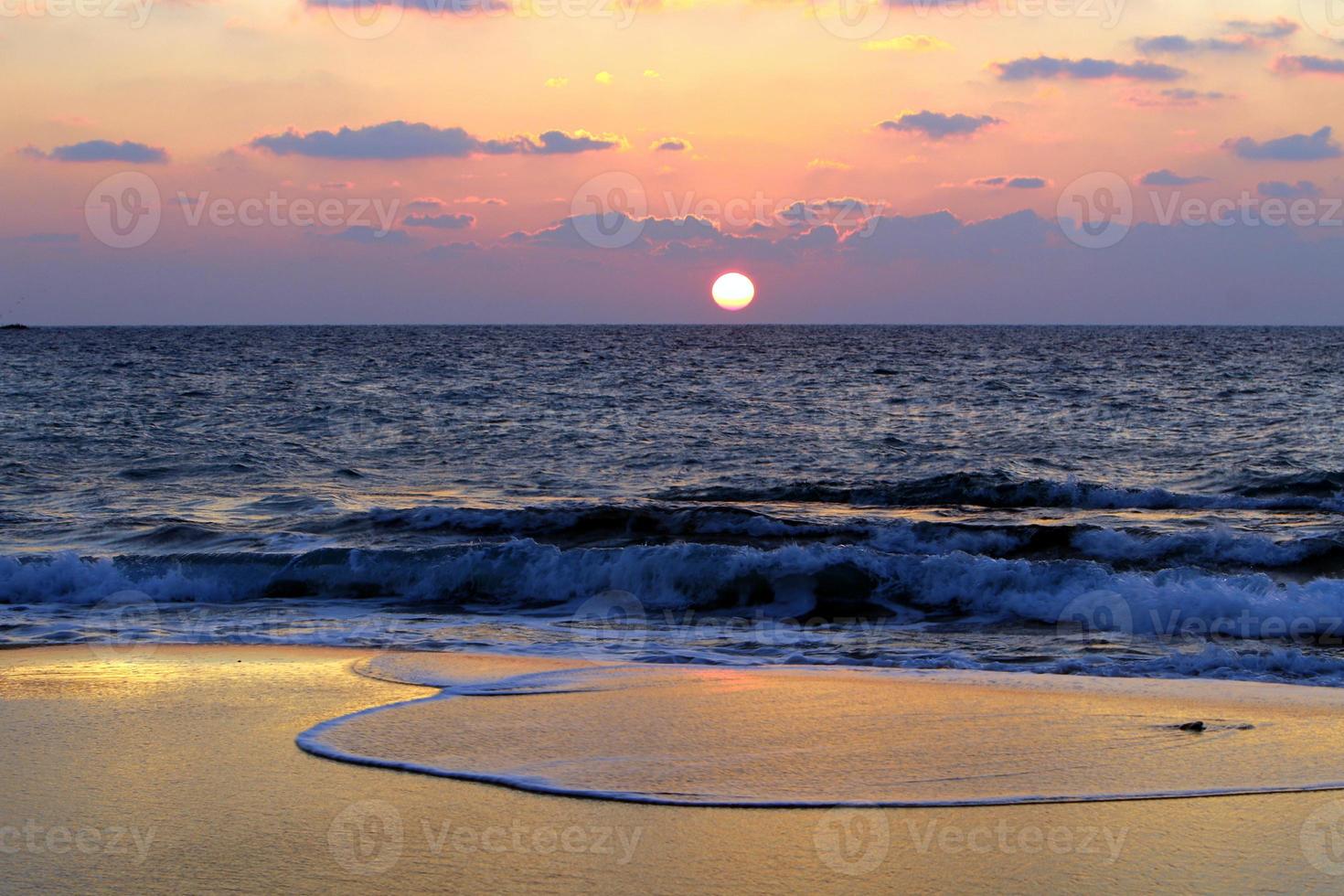 Colorful sunset at the end of the day. photo