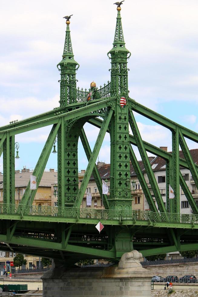 Buildings and structures on the streets of Budapest, the capital of Hungary. photo