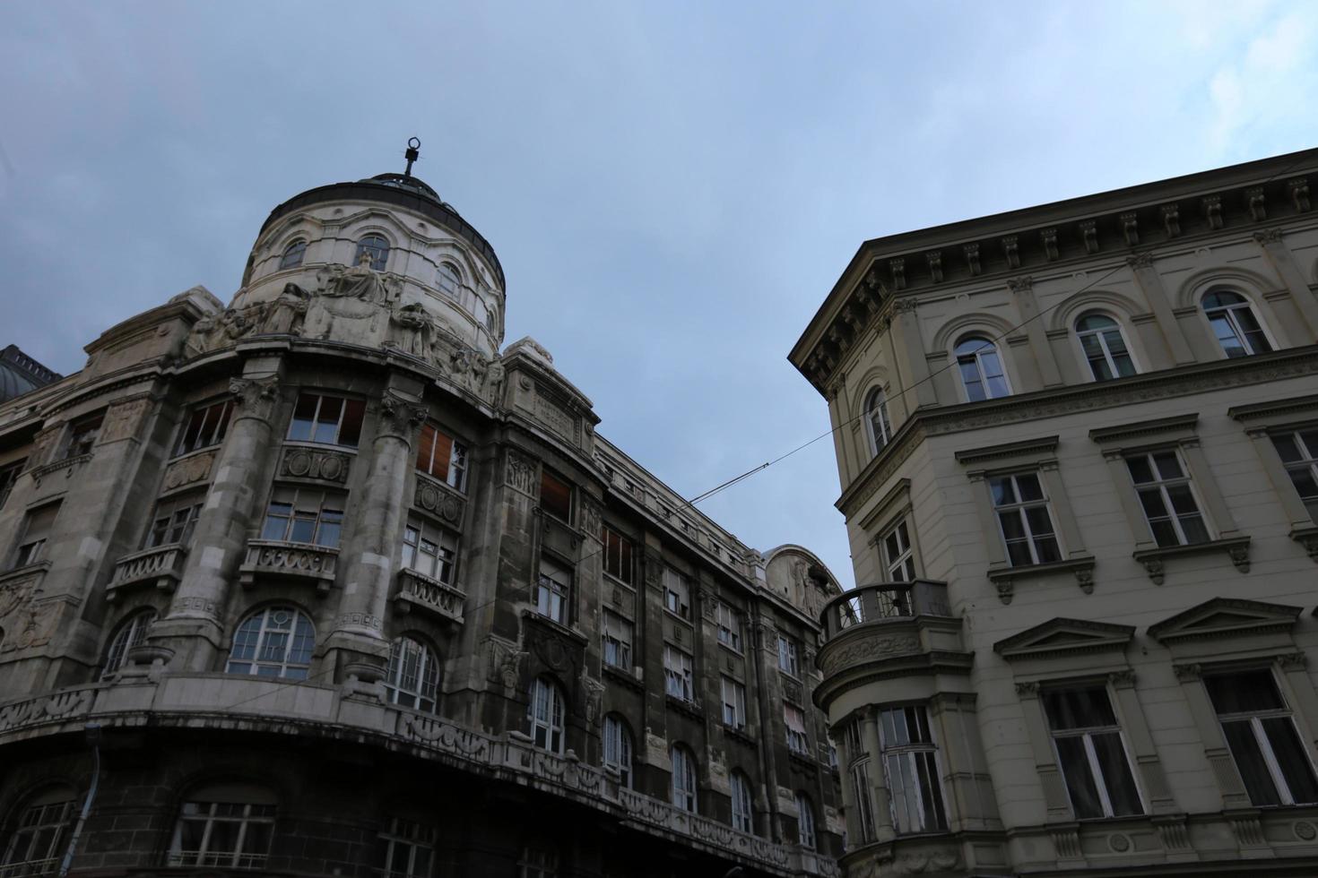 Buildings and structures on the streets of Budapest, the capital of Hungary. photo