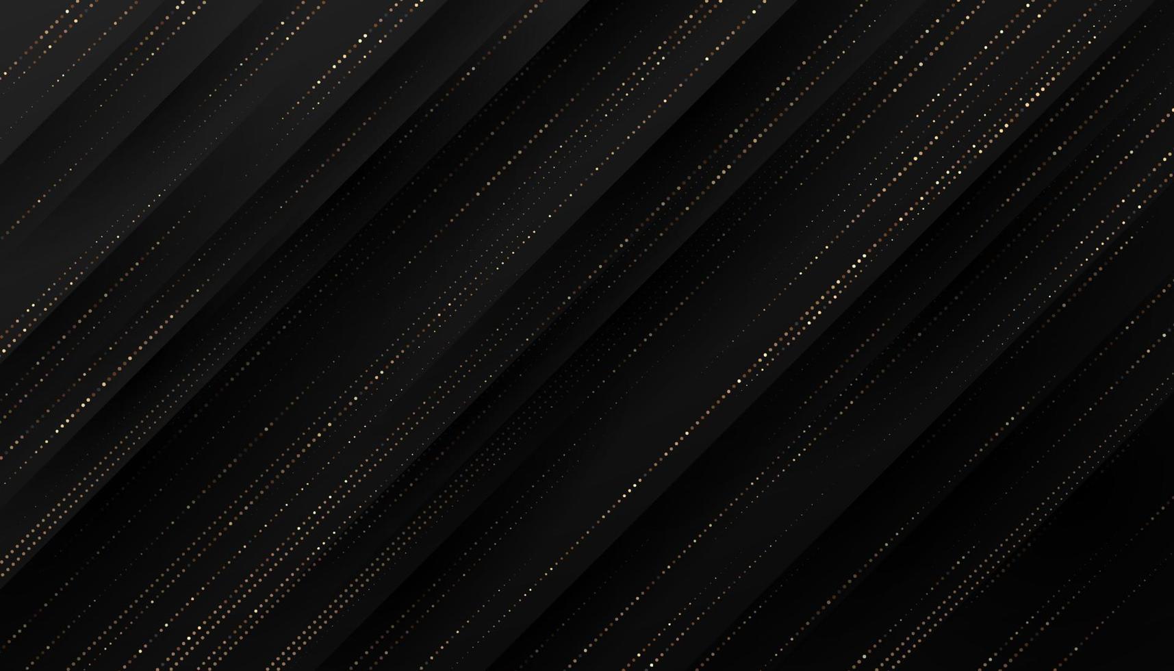 Abstract diagonal geometric black gradient color background and glowing golden stripes line dots texture. Luxury and elegant. Can use for template brochure, poster, banner web, print. Vector EPS10