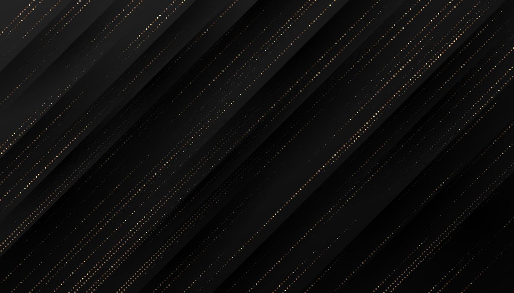 Abstract diagonal geometric black gradient color background and glowing golden stripes line dots texture. Luxury and elegant. Can use for template brochure, poster, banner web, print. Vector EPS10