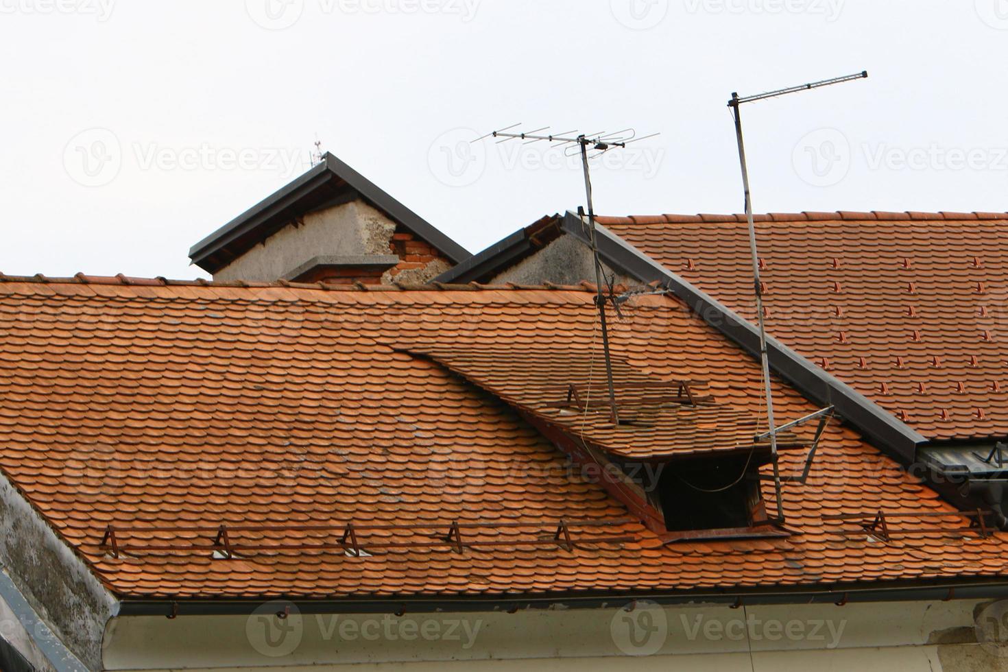 Tiled roofs of the city of Ljubljana the capital of Slovenia. photo