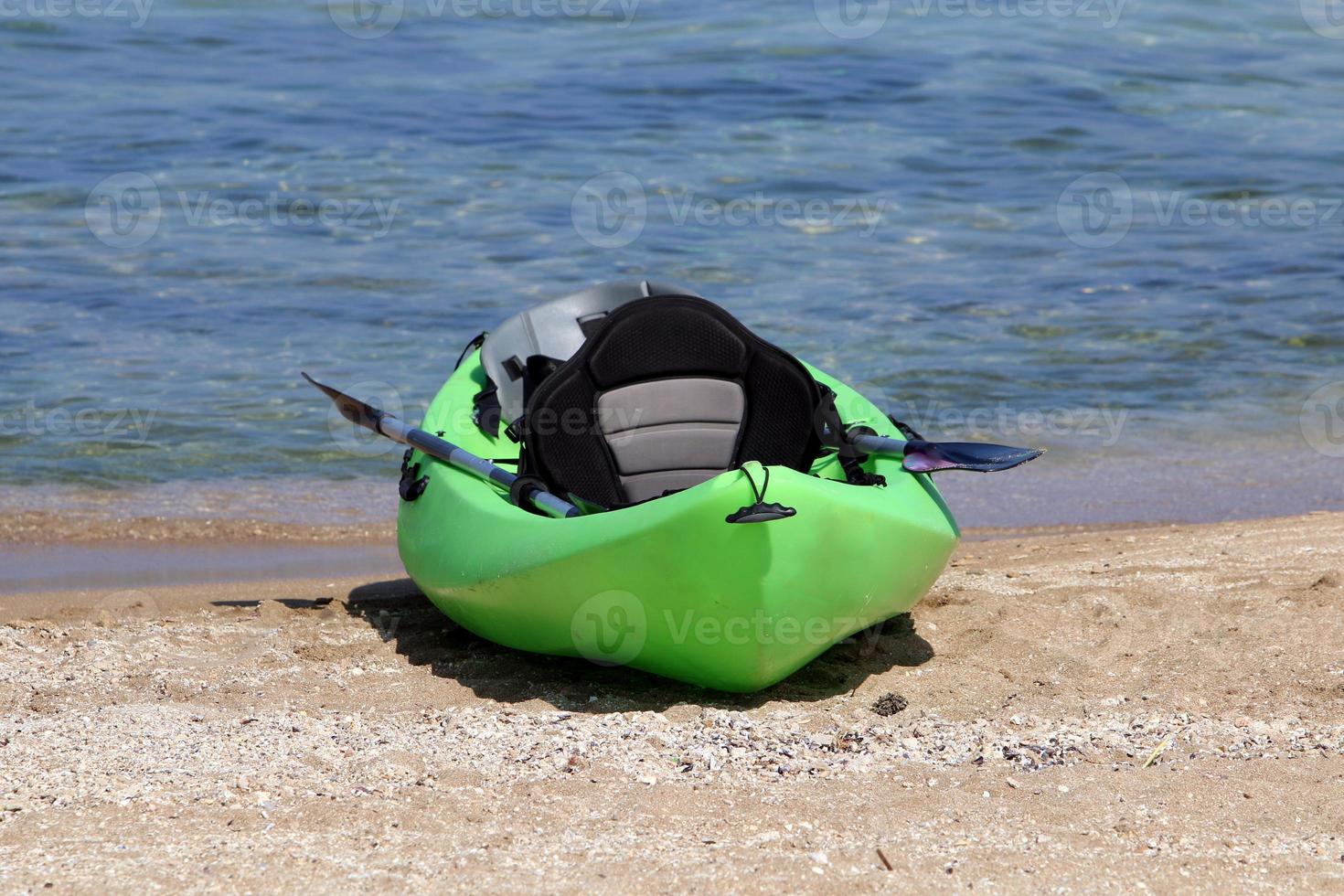 Boat on the Mediterranean coast in northern Israel photo