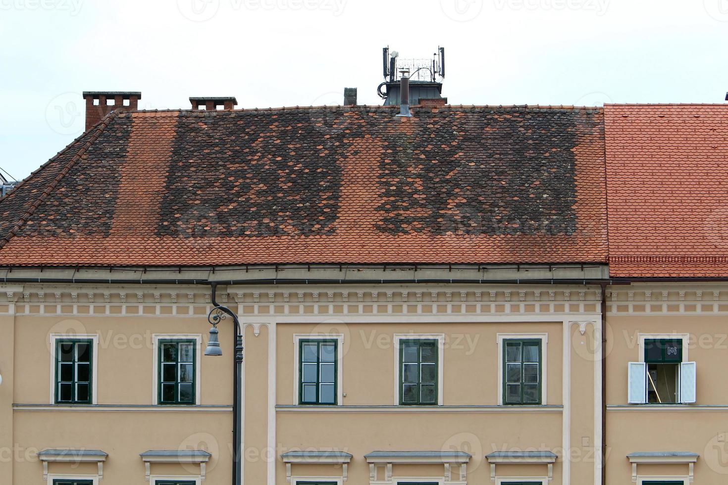 Tiled roofs of the city of Ljubljana the capital of Slovenia. photo