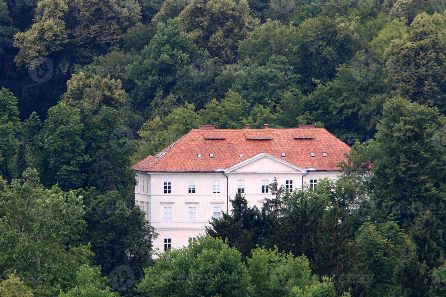Tiled roofs of the city of Ljubljana the capital of Slovenia. photo