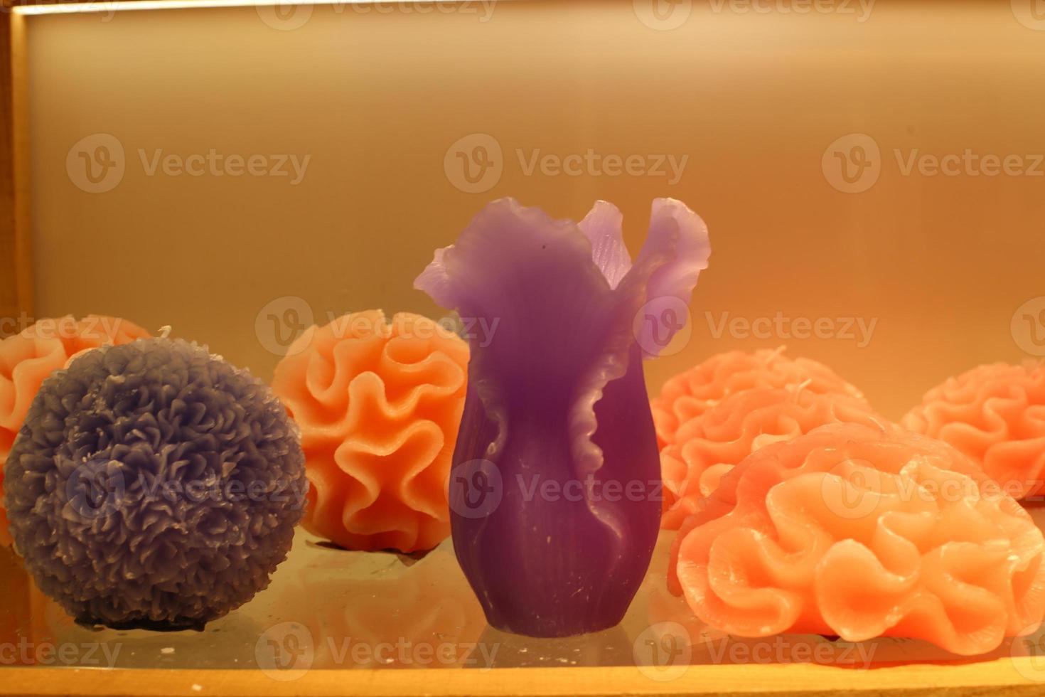 Decorative wax candle close up photo