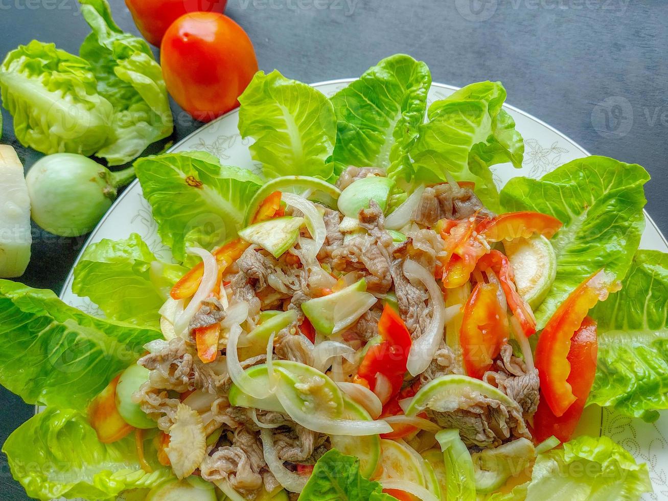 Colorful of beef salad photo