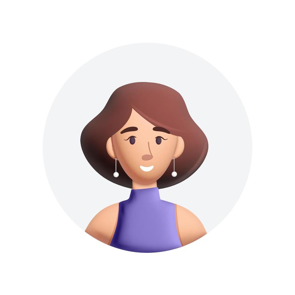 3d vector Young woman avatar icon design