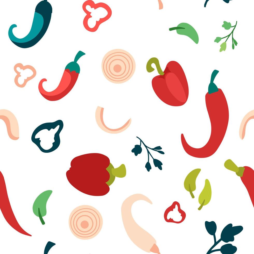 Red chilli pepper seamless vector pattern