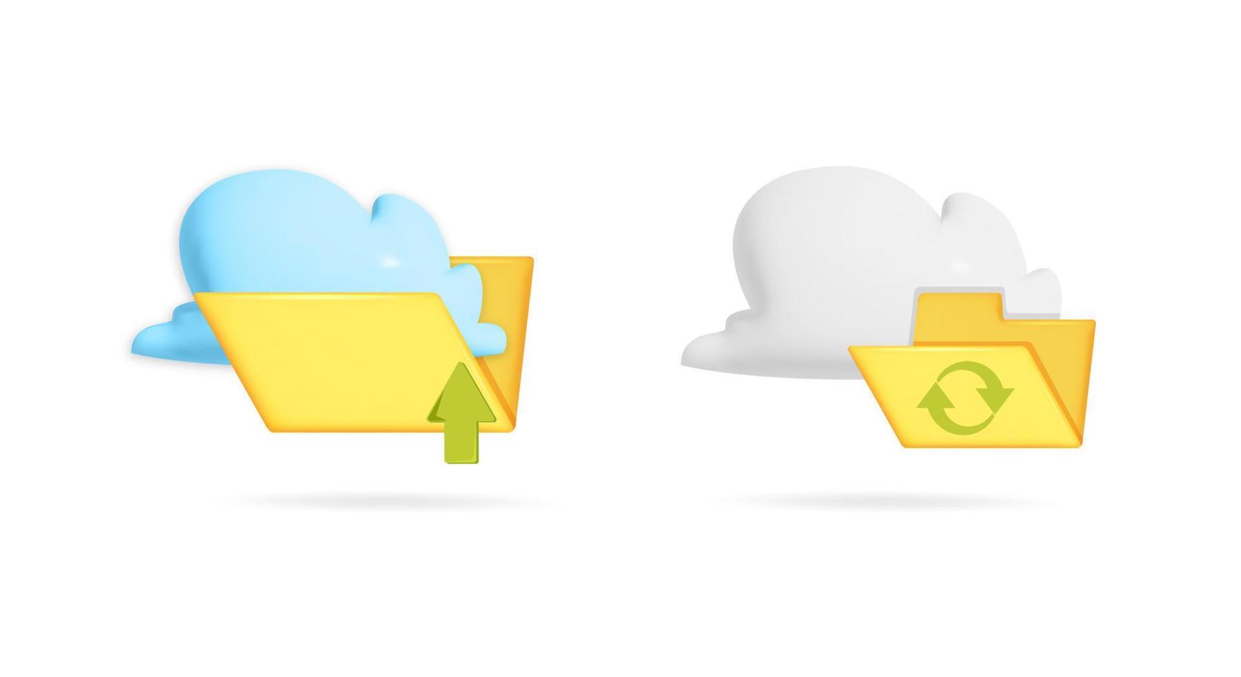 3d vector Cloud storage with file folder icon design