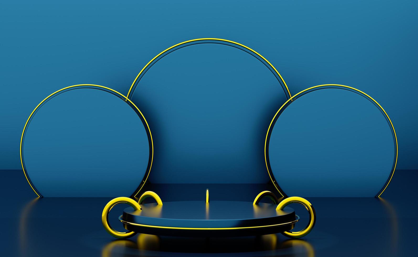 podium empty with geometric shapes in blue composition for modern stage display and minimalist mockup ,abstract showcase background ,Concept 3d illustration or 3d render photo