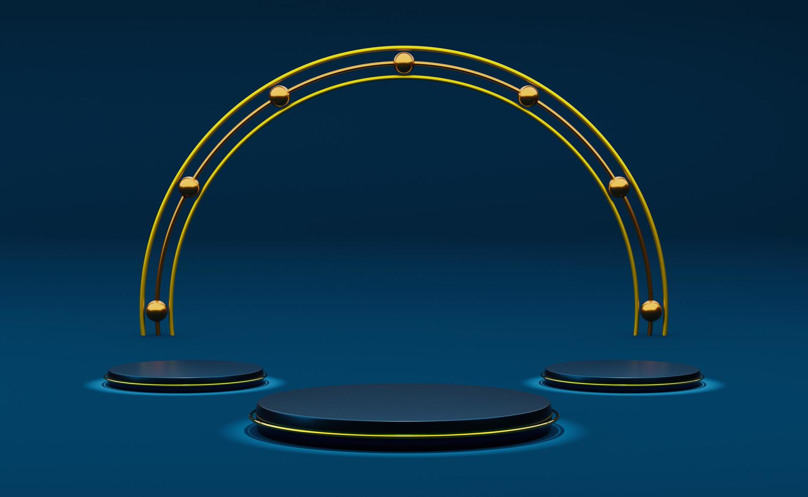 podium empty with geometric shapes in blue composition for modern stage display and minimalist mockup ,abstract showcase background ,Concept 3d illustration or 3d render photo
