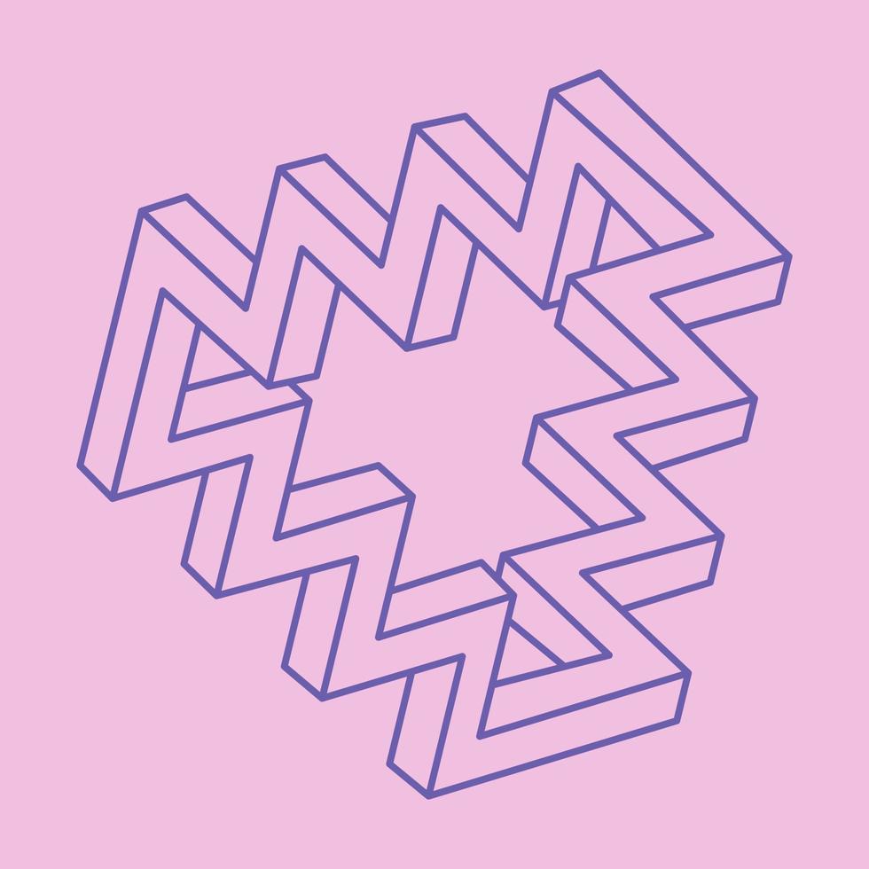 Optical illusion. Impossible shapes  vector. Optical art objects. Geometric figures. Paradox. vector