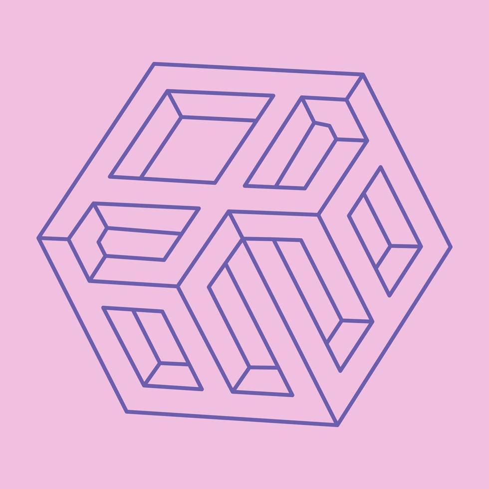 Impossible shape, optical illusion logo, vector pattern. Optical art object. Geometric figure.