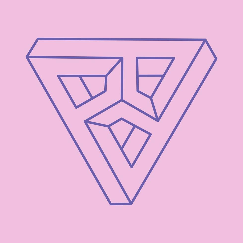Impossible shape, optical illusion logo, vector triangle. Optical art object. Geometric figure.