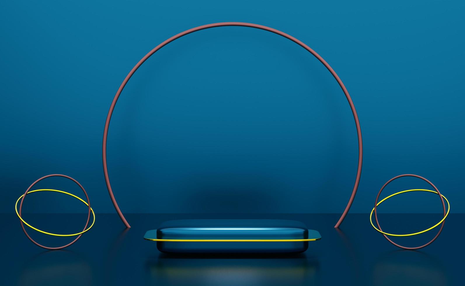 podium empty with geometric shapes in blue composition for modern stage display and minimalist mockup ,abstract showcase background ,Concept 3d illustration or 3d render photo