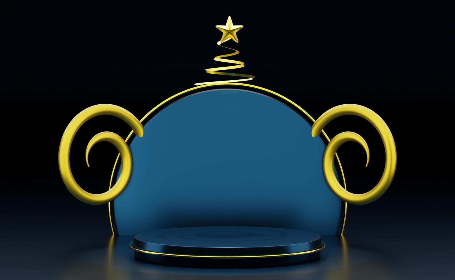 podium empty with geometric shapes in blue composition for modern stage display and minimalist mockup ,abstract showcase background ,Concept 3d illustration or 3d render photo