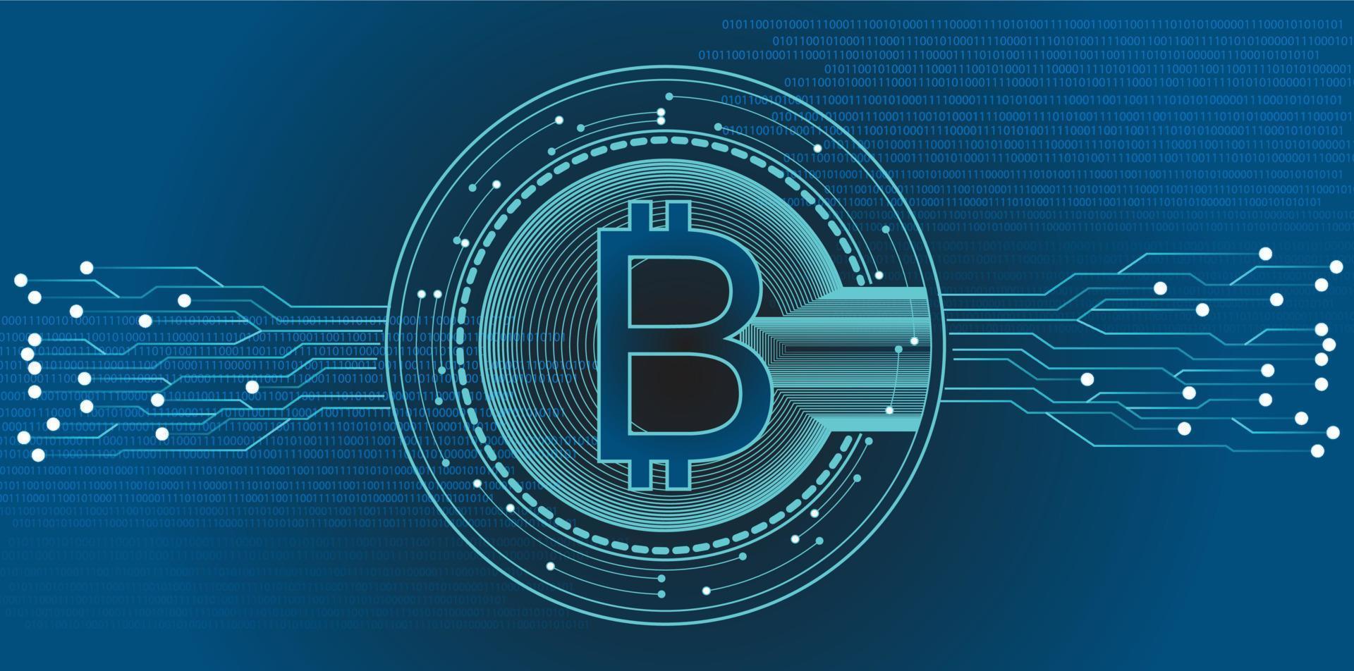 Bitcoin vector design around with gold circle circuit board for Cryptocurrency for Future business world of economy