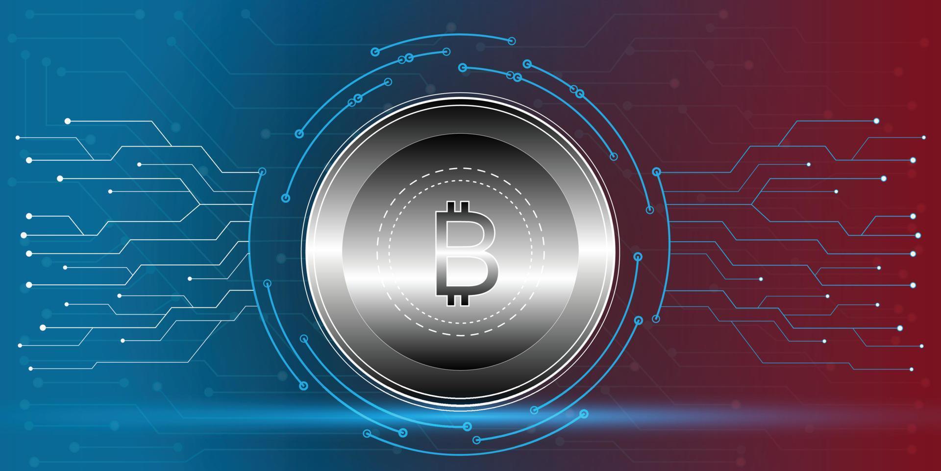 Bitcoin vector design around with gold circle circuit board for Cryptocurrency for Future business world of economy