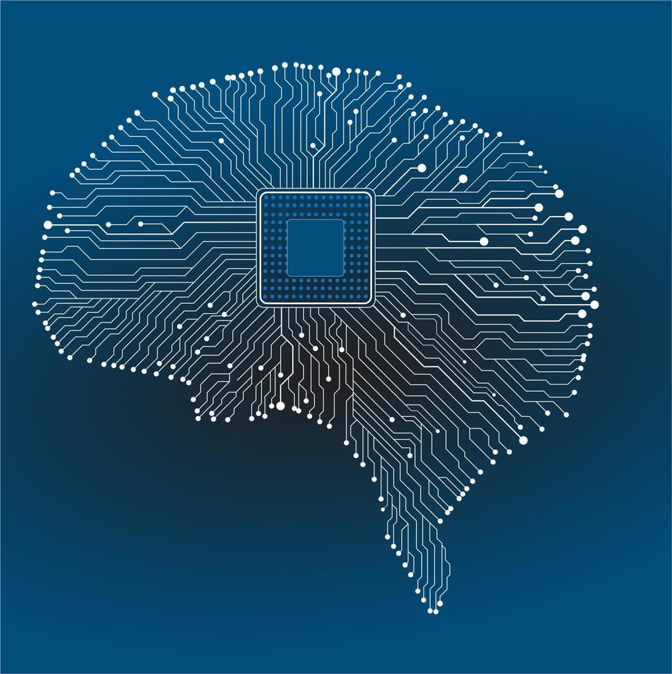 Brain Computer chip Electronic circuit board vector concept for technology and finance concept and education for future