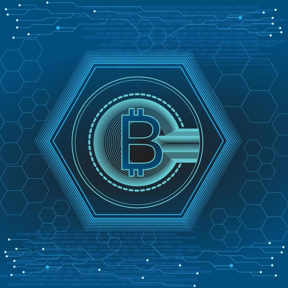 Bitcoin vector design around with gold circle circuit board for Cryptocurrency for Future business world of economy