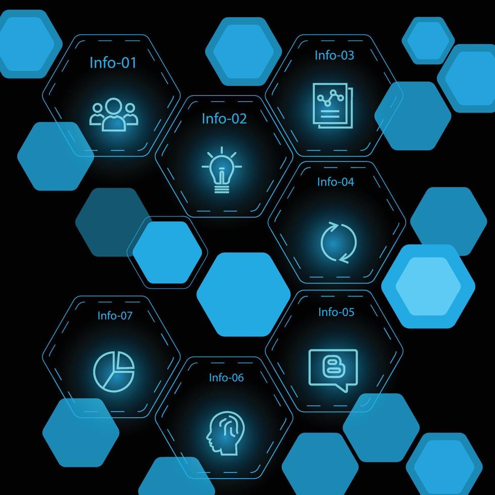 paso de concepto de proceso de plantilla de vector de hexágono infográfico para estrategia