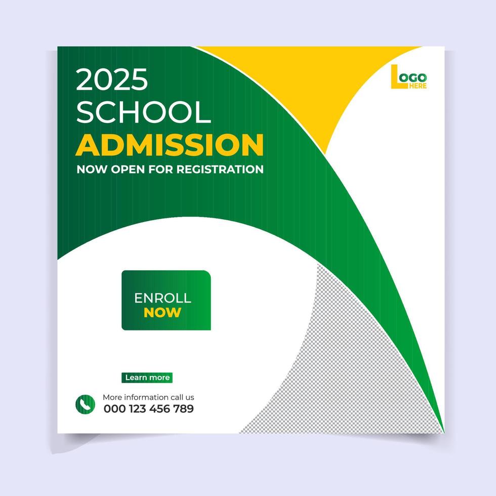 New school Admission social media post template vector