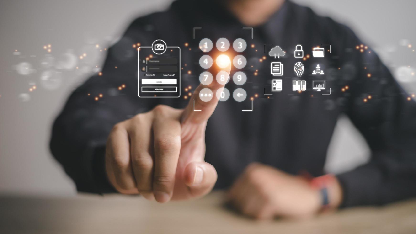 cyber security concwpt, information security and encryption, secure access to user's personal information, secure Internet access, cybersecurity. photo