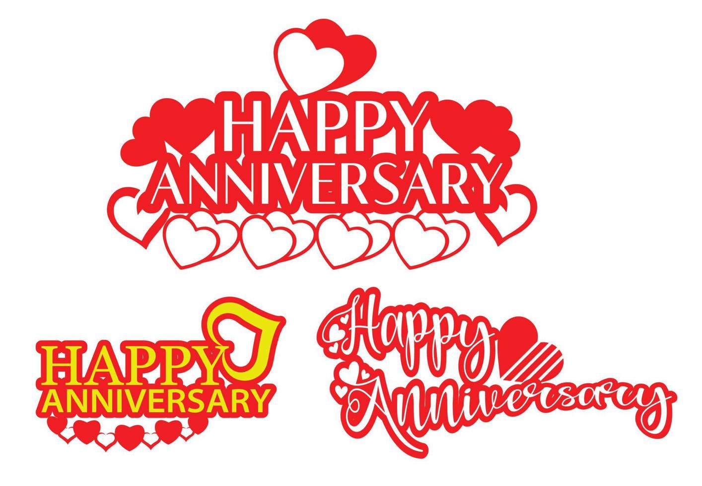 Happy Anniversary logo, sticker and icon design template bundle vector