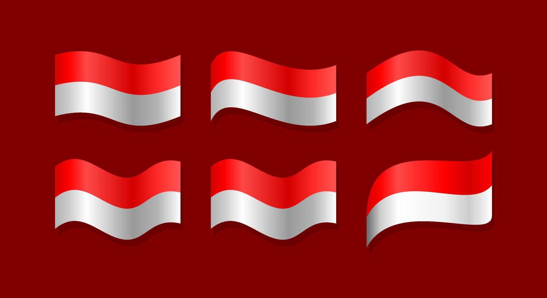 colección de banderas día de la independencia de indonesia vector