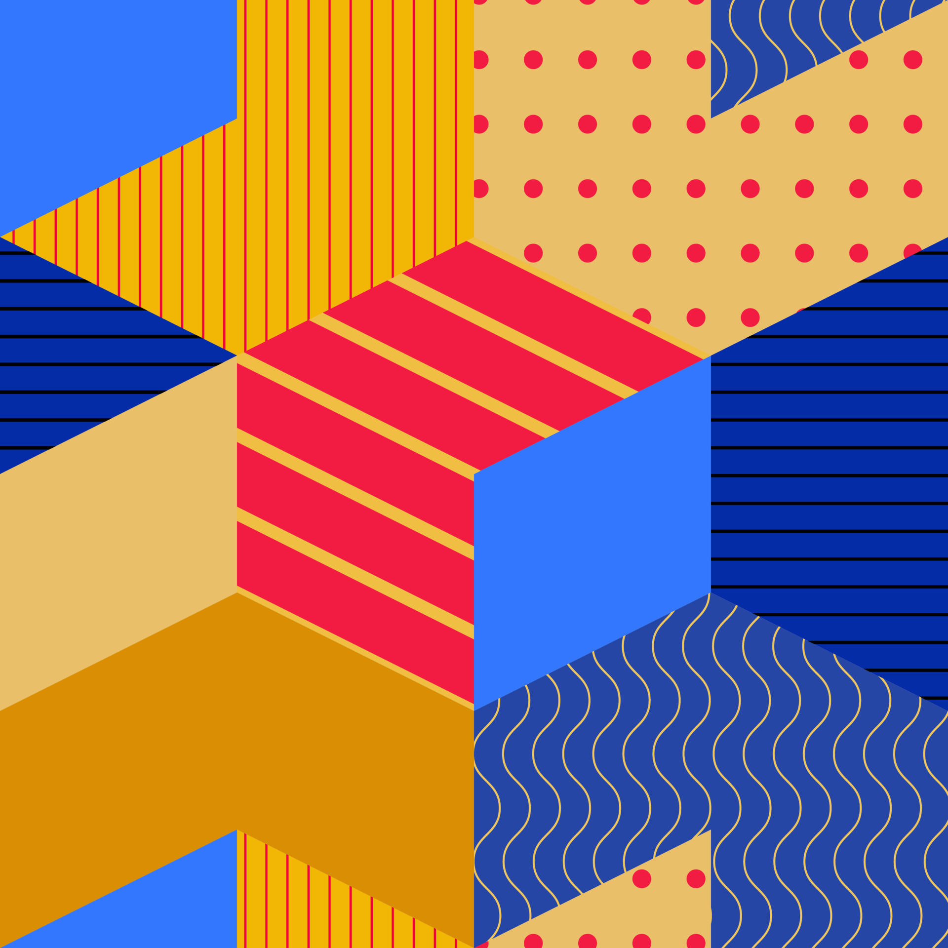 Geometric bright seamless pattern in vintage avant-garde style. Good