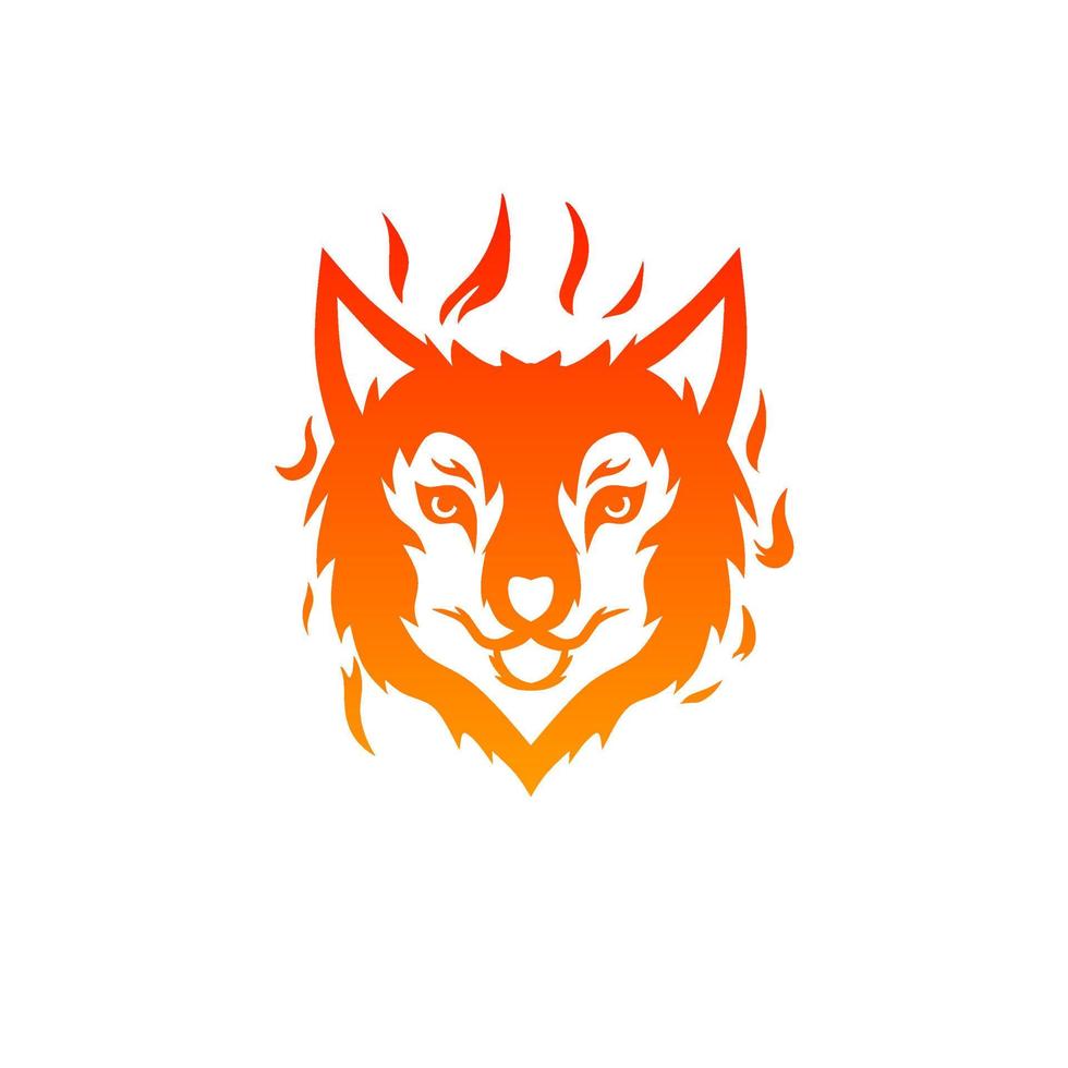 Illustration vector graphics of template logo face head fire wolf