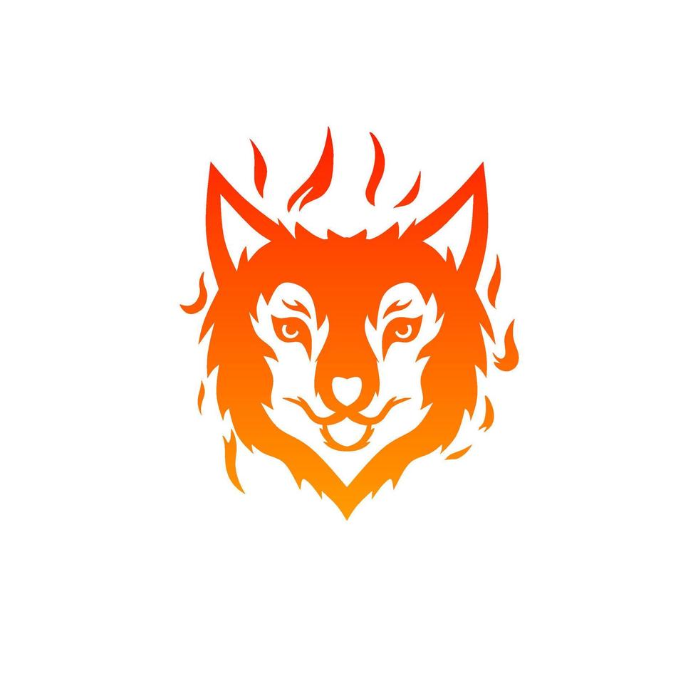 ilustración gráficos vectoriales de plantilla logo cara cabeza fuego lobo vector