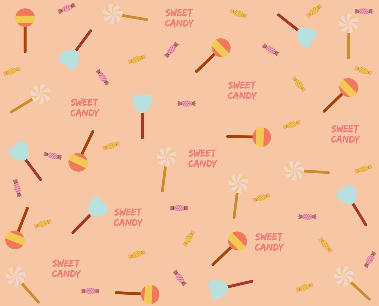 Vector Pastel Lollilops Seamless Pattern. Pastel Sweet Candy Background.