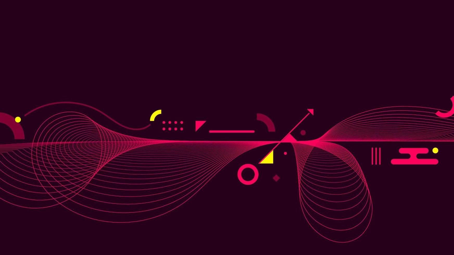 Abstract background red wavy dynamic lines with geometric elements vector