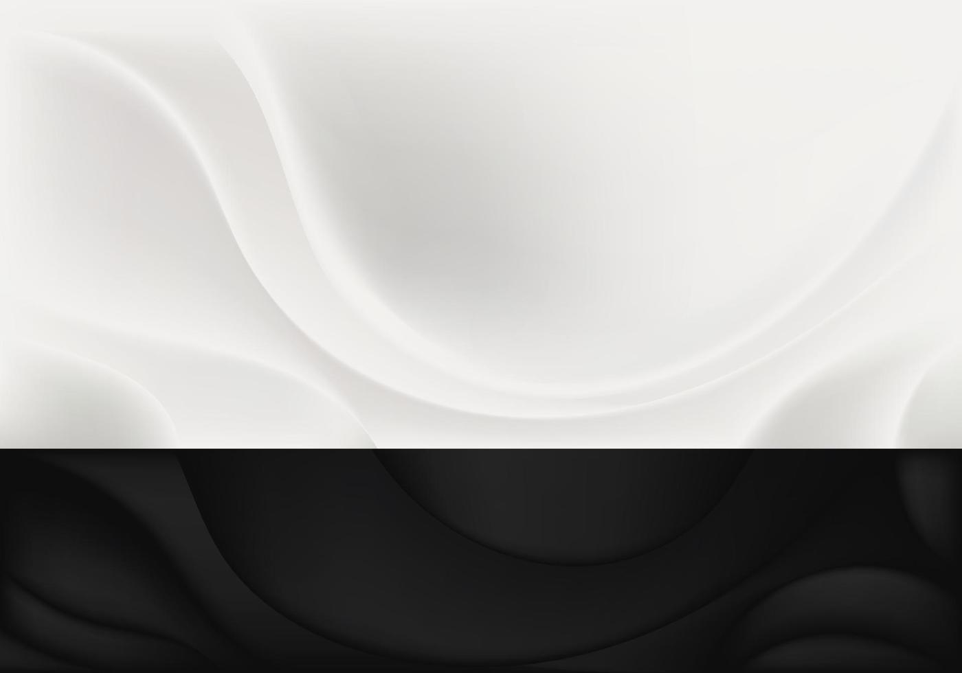 Fondo de tela de seda de líneas de pliegue de onda en blanco y negro elegante 3d abstracto vector