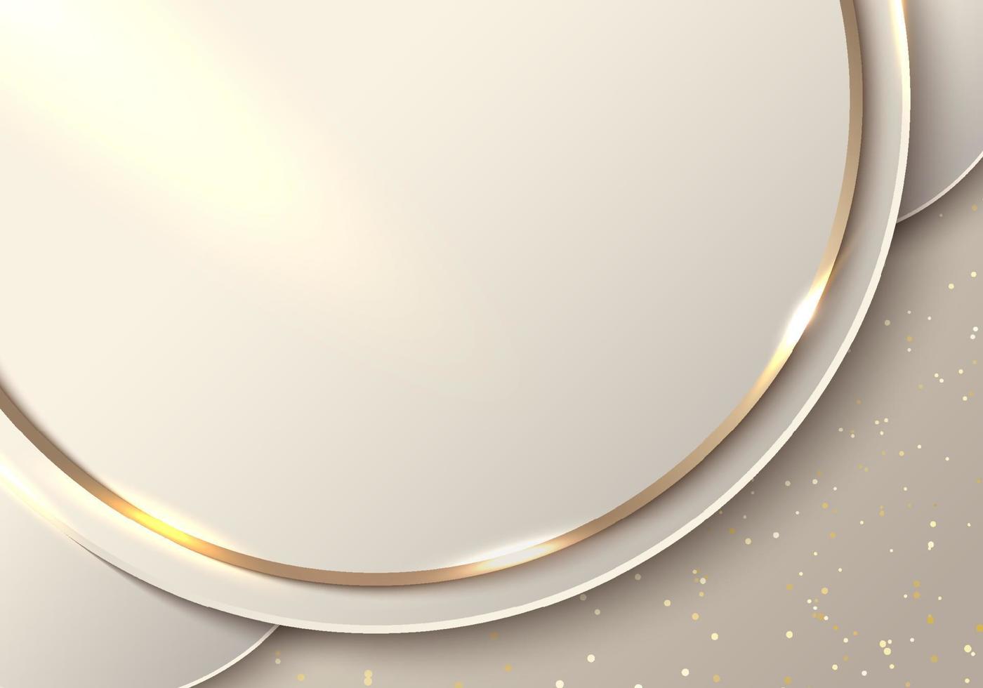 Abstract elegant 3D golden circles with glow lighting effect on brown background vector