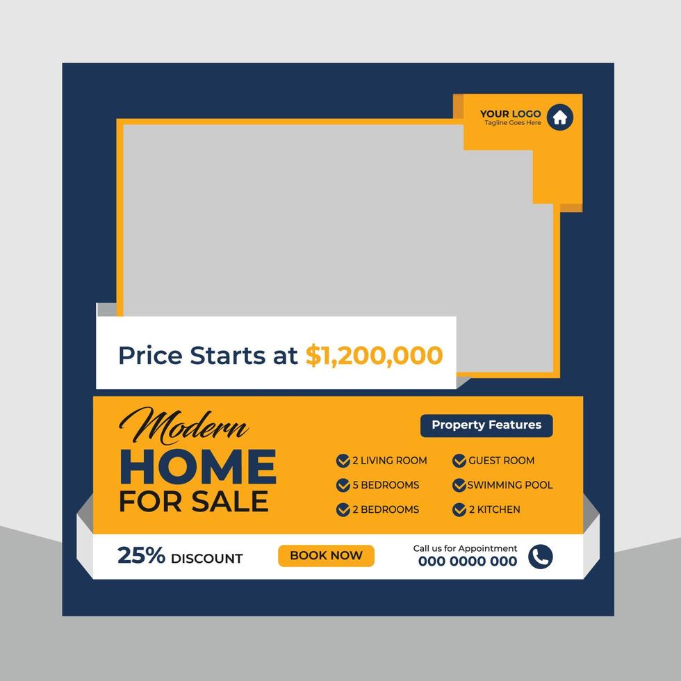 Trendy real estate house sale and home rent advertising geometric modern square Social media post banner layouts set for digital marketing agency. Business elegant Promotion template design. vector