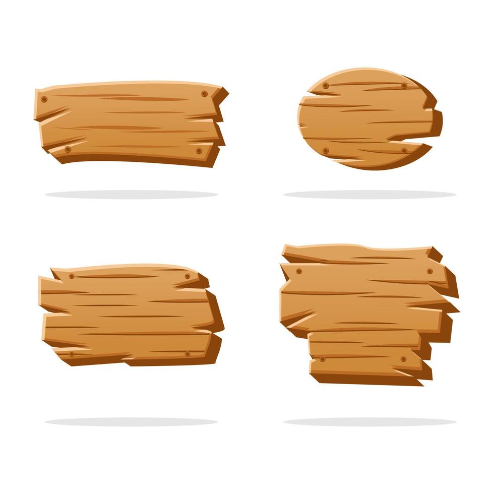 set of wooden signs board cartoon vector illustration element