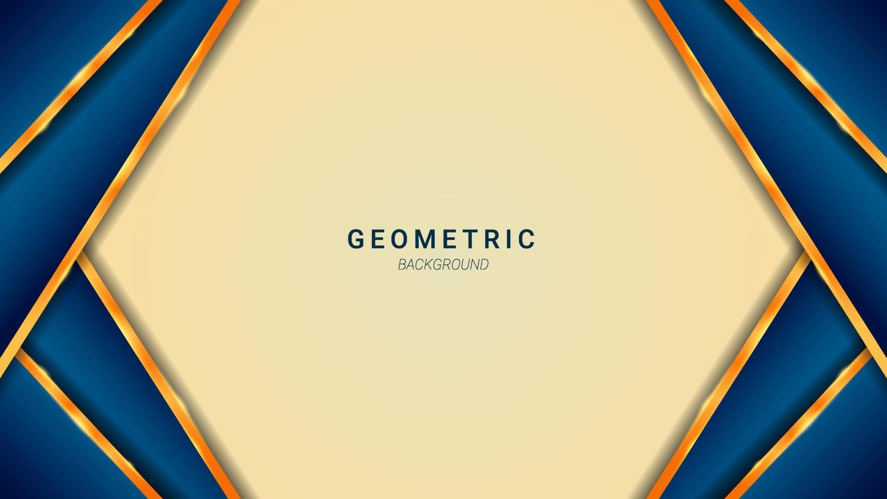 Abstract blue gold shape geometric background template design vector