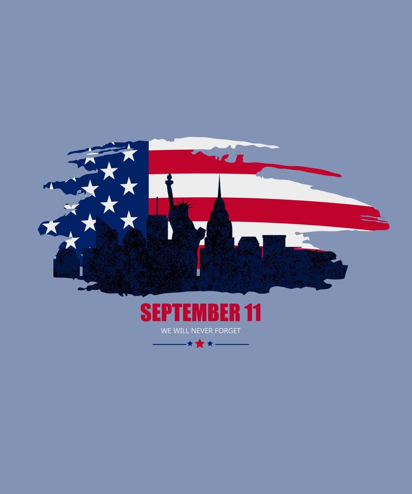 9.11 ilustración del día del patriota con bandera de estados unidos vector