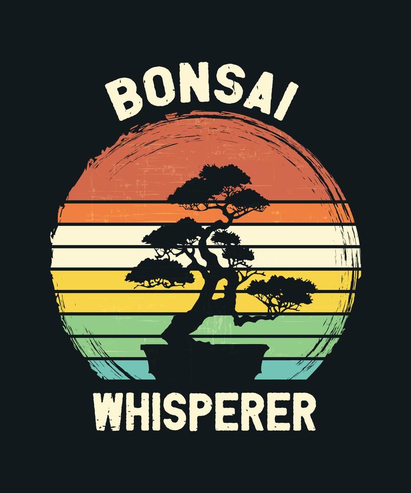 Bonsai Whisperer Funny Japanese Bonsai Tree Whisperer Vintage Retro Tshirt vector